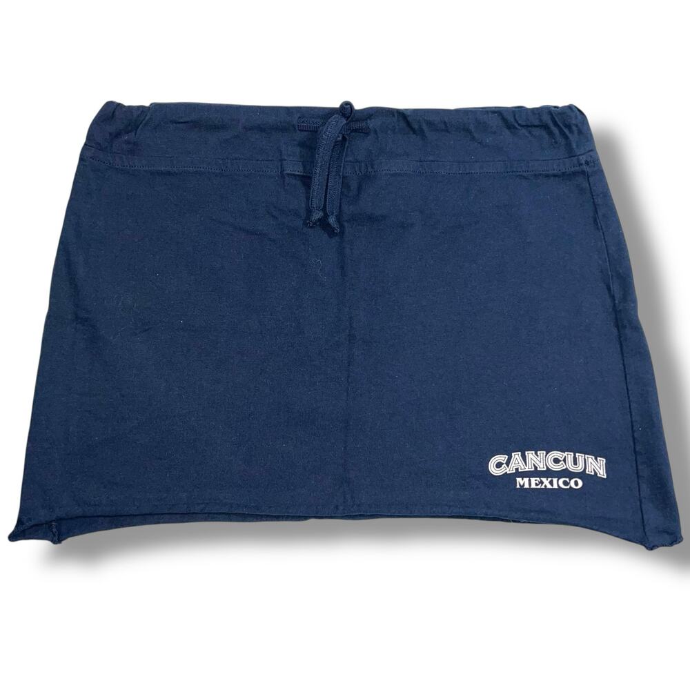 Red Cancun Cozumel Womens Mini Skirt Lightweight Blue White Drawstring Large